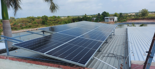 Solar panel installation in one of the supported households in Dong Hai District, Bac Lieu Province.