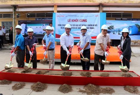 Groundbreaking ceremony for the construction of new facilities at Ke Thanh 2 Primary School, Ke Thanh Commune, Ke Sach District, Soc Trang Province