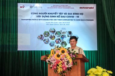 Head of the Nho Quan District Project Management Board, Dinh Van Trang, spoke at the event. Credit: Minh Nguyen